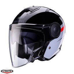 Casca Caberg Soho SV Zephyr - Open face, negru/gri/rosu lucios, Ochelari soare incluși, ECE 22.06