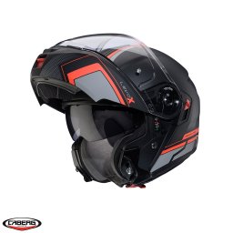 Casca Caberg Levo X Elite - Flip-up, negru/gri/rosu fluor mat, Pinlock și ochelari soare incluși, ECE 22.06