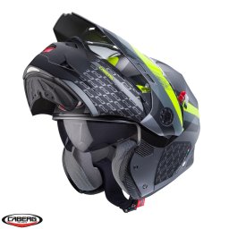 Casca Caberg Tourmax X SV Sarabe - Flip-up, titanium/negru/galben fluor mat, Ochelari soare incluși, ECE 22.06