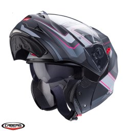 Casca Caberg Duke X SV Tour - Flip-up, negru/fuchsia/antracit mat, Ochelari soare incluși, ECE 22.06