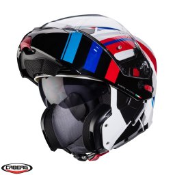 Casca Caberg Horus X Road - Flip-up, alb/rosu/albastru lucios, Pinlock și ochelari soare incluși, ECE 22.06