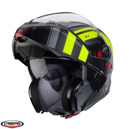 Casca Caberg Horus X Road - Flip-up, negru/titanium/galben fluor mat, Pinlock și ochelari soare incluși, ECE 22.06