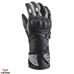 Manusi moto piele Ixon Thund LS - dama, vara, racing, degete tactile, negru/alb