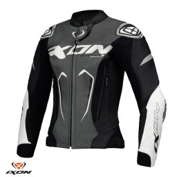 Geaca moto piele Ixon Vortex 3 LS - dama, vara, racing, negru/antracit/alb
