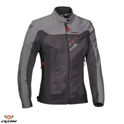 Geaca moto Ixon Orion LS - dama, vara, impermeabila, roadster/racing, gri/rosu