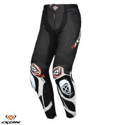 Pantaloni moto piele Ixon Vortex 3 MS - barbati, vara, racing, negru/alb