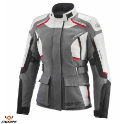 Geaca moto Ixon Midgard LS - dama, all season, impermeabila, touring/adventure, gri/negru/rosu