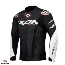 Geaca moto piele Ixon Vortex 3 MS - barbati, vara, racing, negru/alb
