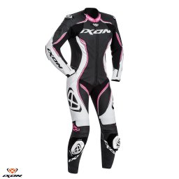 Costum moto dama Ixon Vortex Lady LS vara, negru/alb/fuchsia