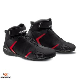 Ghete moto Ixon Gambler WP MS - barbati, all season, impermeabile, roadster, negru/rosu