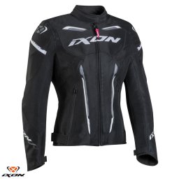 Geaca moto Ixon Striker AIR WPL LS - dama, vara, impermeabila, roadster/racing, negru/alb
