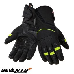 Manusi moto piele Seventy Degrees SD-T7 Gobi - barbati, iarna, impermeabile, touring, negru/galben fluor