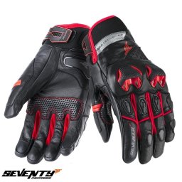 Manusi moto piele Seventy Degrees SD-N47 - barbati, iarna, impermeabile, racing/naked, negru/rosu