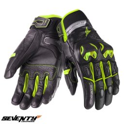 Manusi moto piele Seventy Degrees SD-N47 - barbati, iarna, impermeabile, negru/galben