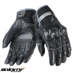 Manusi moto piele Seventy Degrees SD-N47 - barbati, iarna, impermeabile, racing/naked, negru/gri