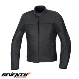 Geaca moto piele Seventy Degrees SD-JL1 - barbati, vara, impermeabila, cafe racer, negru