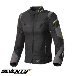 Geaca moto Seventy Degrees SD-JR71 - dama, all season, impermeabila, sport, negru/galben fluor