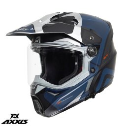Casca Axxis Wolf DS Hydra - Adventure, albastru mat, Ochelari soare incluși