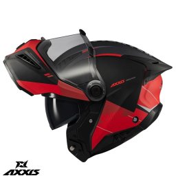 Casca Axxis GhostFighter SV Maniac - Flip-up, negru/rosu mat, Ochelari soare incluși, ECE 22.06