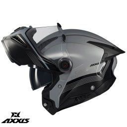 Casca Axxis GhostFighter SV Bitone - Flip-up, negru/gri lucios, Ochelari soare incluși, ECE 22.06
