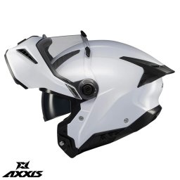 Casca Axxis GhostFighter SV - Flip-up, alb lucios, Ochelari soare incluși, ECE 22.06