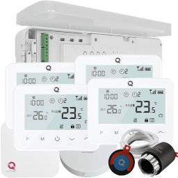 Automatizare încălzire în pardoseală 4 zone, kit wireless Quicksmart Q20, termostat Q20, Alb - Kit Standard- set Actuator inclus