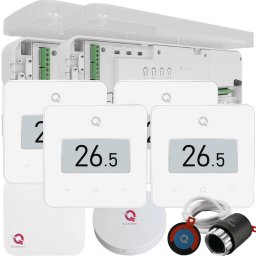 Kit 4 zone Wireless pentru case P+1, Automatizare Încălzire în Pardoseală Premium, 2x Controller Q20, 4 termostate Q30 albe, 15 actuatoare NC - Kit fara set Actuator