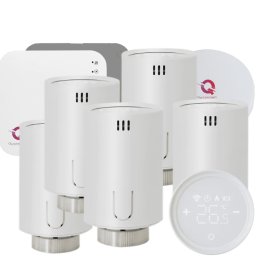 Automatizare centrala termica Quicksmart QTV20, Control Smart radiatoare, 5x Cap termostatat, Receiver RF, Gateway Hub, Wireless, Wifi