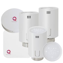 Automatizare centrala termica Quicksmart QTV20, Control Smart radiatoare, 3x Cap termostatat, Receiver RF, Gateway Hub, Wireless, Wifi