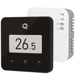 Termostat wireless Quicksmart Q30 WiFi, pentru centrală termică și încălzire în pardoseală, control prin aplicație, Negru
