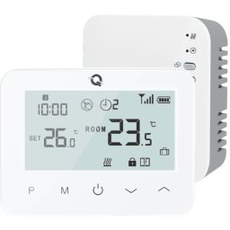 Termostat wireless Quicksmart Q20 WiFi, pentru centrală termică și încălzire în pardoseală, control prin aplicație, Alb