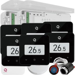 Automatizare Încălzire în Pardoseală wireless Quicksmart Q20, Kit 6 Zone, 2x controller, termostat Q30, Negru - Kit Standard- set Actuator inclus