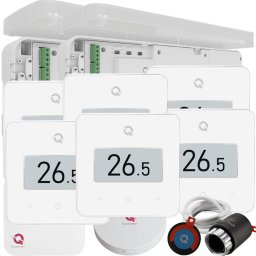 Automatizare Încălzire în Pardoseală wireless Quicksmart Q20, Kit 6 Zone, 2x controller, termostat Q30, Alb - Kit Standard- set Actuator inclus