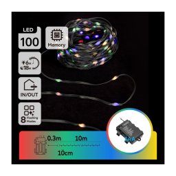 Aigostar-LED Ghirlandă de Crăciun pentru exterior 100xLED/8 funcții 3xAA 10,3m IP44 multicolor