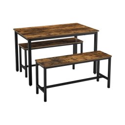 Set masă de bar TREVOR cu 2 bănci, maro/negru