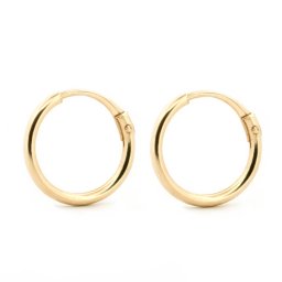 Cercei din Aur 14K pentru Copii si Adulti – Hoop 1.3 mm, diametru 11 mm, inchidere cu Tija Articulata