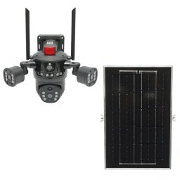 Camera supraveghere lentila duala Ai 4G WIFI 2.4GHz panou solar 8W rotativa 360 PTZ detectie umana infrarosu alarma