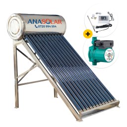 Panou Solar Apa Calda 180 L Nepresurizat Inox cu Controller + Pompa Ridicare Presiune