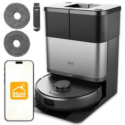 Robot Aspirare si Mop iHunt BRO Robo Clean V9 Dual-Laser AI, Wi-Fi, 10.000Pa, Statie Auto-Golire 3L, Navigatie LiDAR 360 , Recunoastere Inteligenta a Obstacolelor 3D, Aplicatie iHunt Home