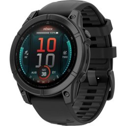 Ceas Smartwatch Garmin Fenix E, Glass, 47 mm, GPS, Wi-Fi, Slate Gray Steel, Black Silicone Band