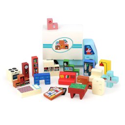 Joc de logica - Camion de mutari cu mobilier din lemn Vilac