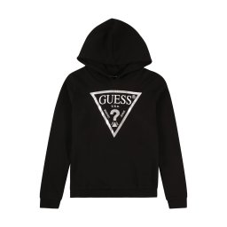 GUESS Bluză de molton negru / argintiu