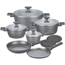 Se oale si tigai Klausberg KB 7832, 12 piese, Acoperire marmura, Inductie, Gri