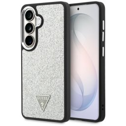 Husa Husa pentru Samsung Galaxy S26 - Guess Fixed Glitter Triangle Logo MagSafe (GUHMS26SPFGTSCMS) - Silver