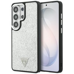 Husa Husa pentru Samsung Galaxy S26 Ultra - Guess Fixed Glitter Triangle Logo MagSafe (GUHMS26LPFGTSCMS) - Silver