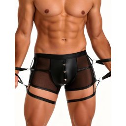 SuperLove See-through Stylish Men Boxer with Handcuffs 278 Black M