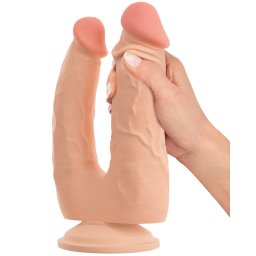 Nature Skin Bendable Double Penetrator with Movable Skin