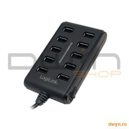 HUB USB 2.0 extern, 10*USB, incl. alimentare 3.5A, black, Logilink 'UA0125'