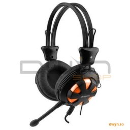 Casti A4TECH HS-28-3 Comfortfit, microfon, buton ajustare volum pe casca, pernute detasabile, orange