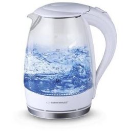 Ceainic electric fara fir Esperanza, cu iluminare LED, sticla, 1,7L, Alb